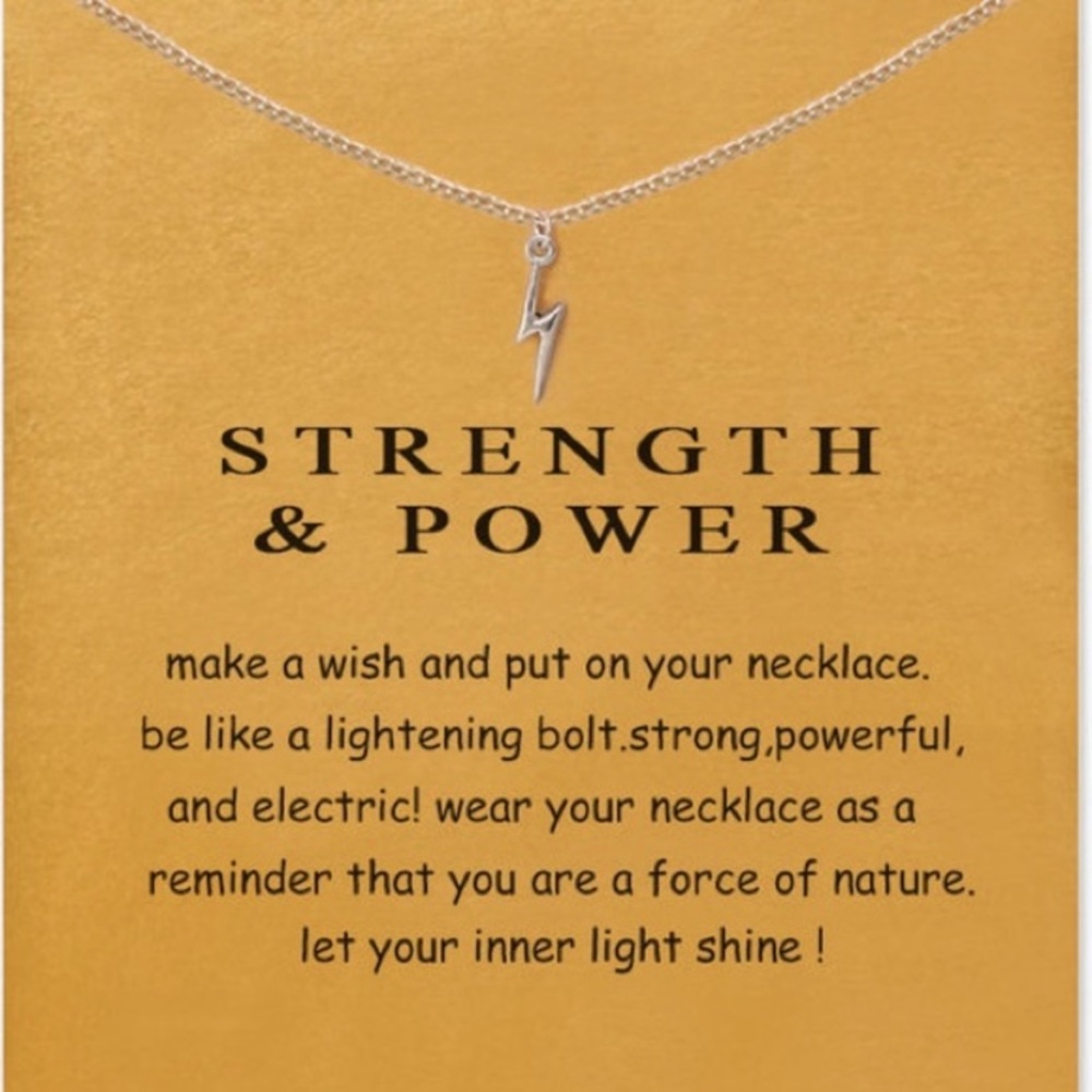 Strength and power lightning bolt necklace- silver - Picture 3 of 4
